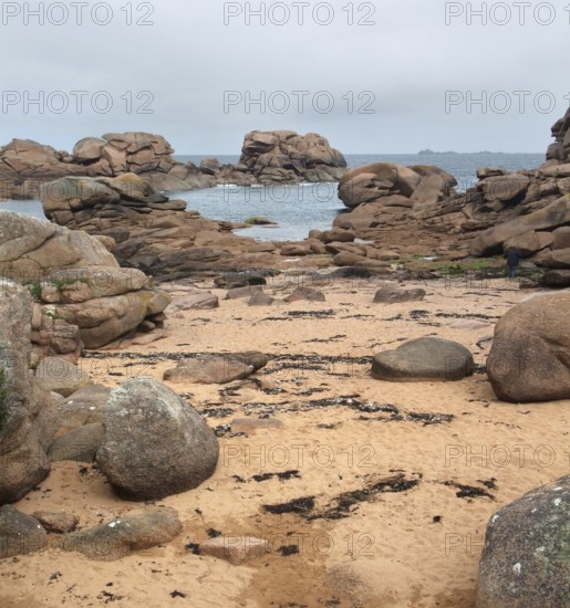 Waterside scenery around Perros-Guirec at the Pink Granite Coast in Brittany, France
