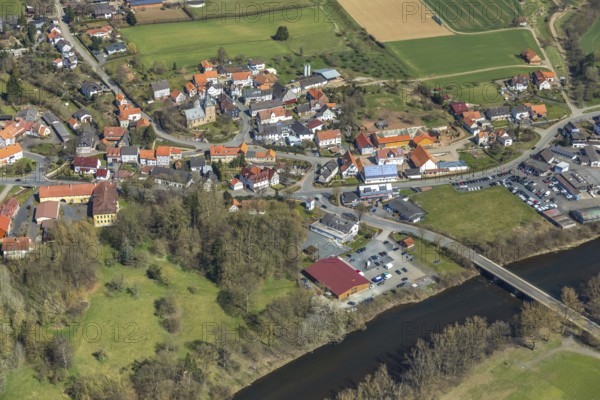 Aerial view, Bergheim with Eder river in Edertal, district Waldeck-Frankenberg in North Hesse, Hesse, Germany, Edertal, DEU, Europe, birds-eyes view, aerial view, aerial photography, aerial photography, overview, bird's eye view