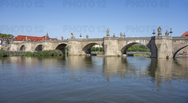 Scenery around the Old Main Bridge in Wuerzburg, a city in the region of Franconia in Bavaria, Germany