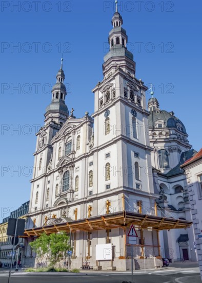 Impression of Wuerzburg, a city in the Franconia region of Bavaria in Germany. It shows a church named Stift Haug