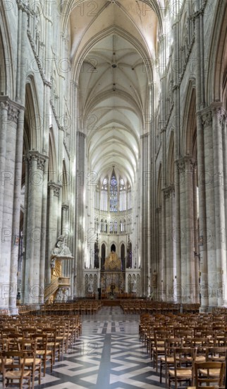 Scenery inside the Amiens Cathedral in Amiens, a city and commune in northern France. It is the capital of the Somme department in the region of Hauts-de-France