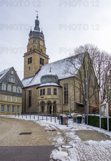 City view of Neuenstein in Hohenlohe at winter time