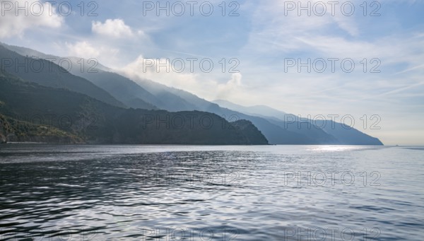 Scenery around a coastal area named Cinque Terre in Liguria, located in the northwest of Italy at early morning time