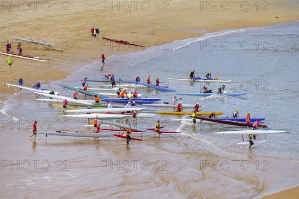 Lots of canoes at Kaiteriteri beach in New Zealand