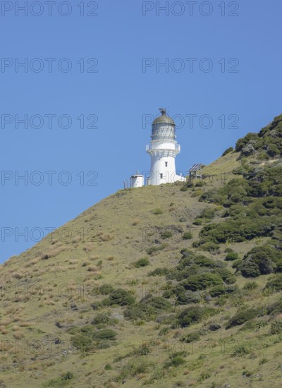 Sunny scenery including a lighthouse at the Bay of Islands, an area on the east coast of the Far North District of the North Island of New Zealand
