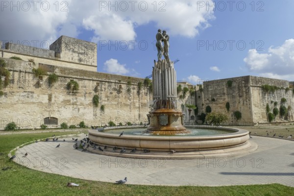 Waterspout fountain at the Convent of Saint Francis of Paola in Lecce, a city in Apulia, Italy