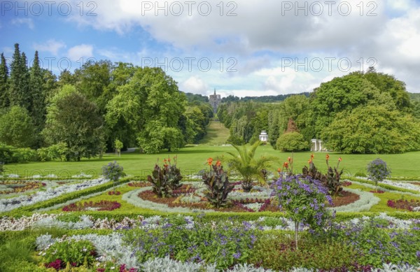 Idyllic sunny scenery at the Bergpark Wilhelmshoehe in Kassel, Germany