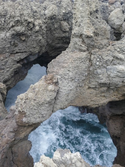 Rocky coastal area named Los Hervideros at Lanzarote in the Canary Islands