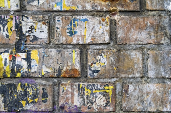 Urban brick wall detail seen at the Schanzenviertel in Hamburg, Germany