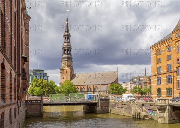 Scenery at the Speicherstadt, a historic warehouse district in Hamburg, Germany