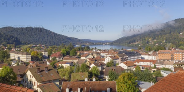Aerial view of Gerardmer, a commune in the Vosges department in Grand Est in northeastern France