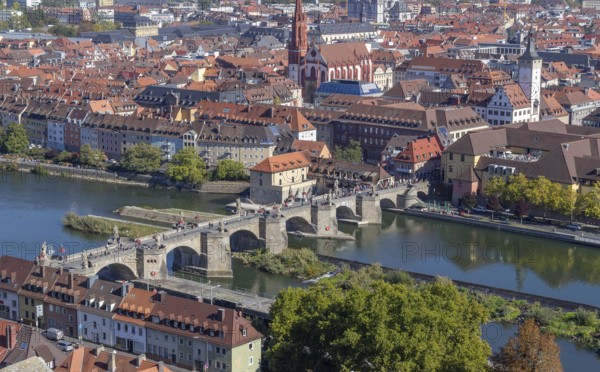 Aerial view of Wuerzburg, a franconian city in Bavaria, Germany