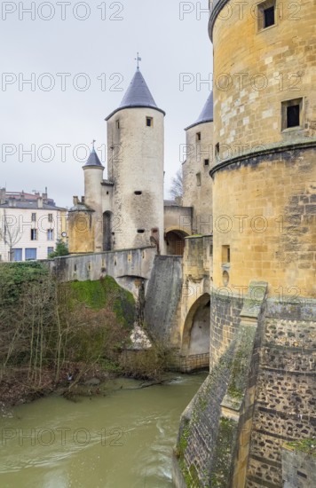 Bridge castle and city gate named Germans Gate in Metz, a city in the Lorraine region in France