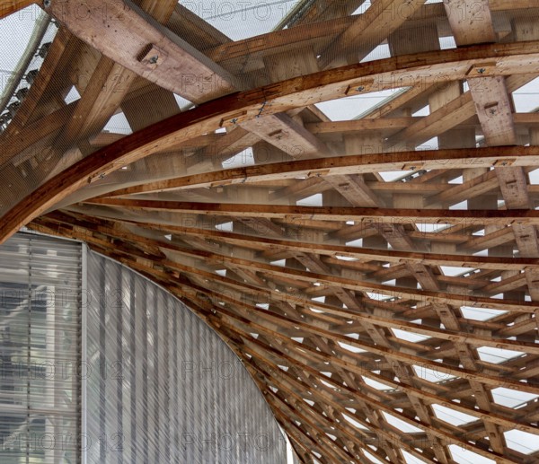 Roof substructure seen at the Centre Pompidou-Metz, a museum of modern and contemporary art in Metz, a city in the Lorraine region in France