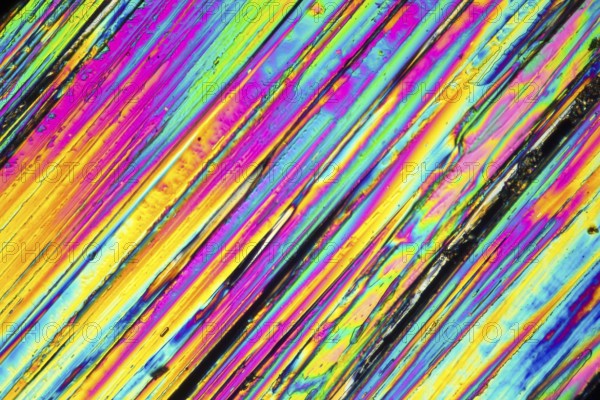 Microscopic shot of urea micro crystals in polarized light