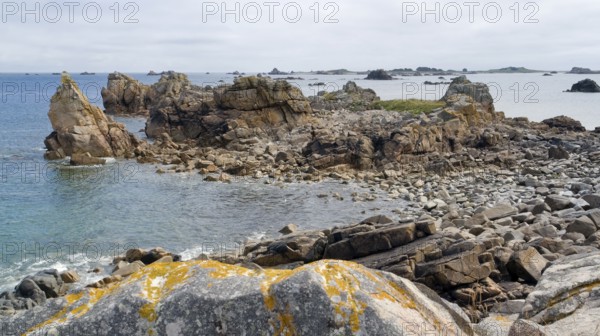 Summer scenery at the Pink Granite Coast in Brittany, France
