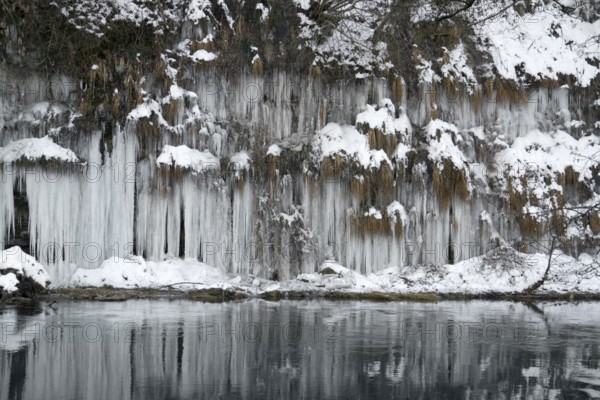 Lots of icicles near river Kocher in Southern Germany
