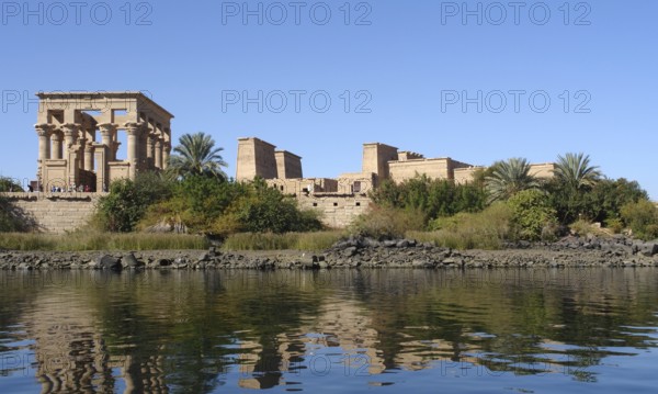 Sunny illuminated Temple of Philae in Egypt (Africa)
