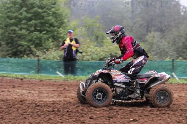 Motocross, Rudersberg, Baden-Württemberg, Germany, Europe, motocross quad on race track with spectators in the background, Rudersberg motocross