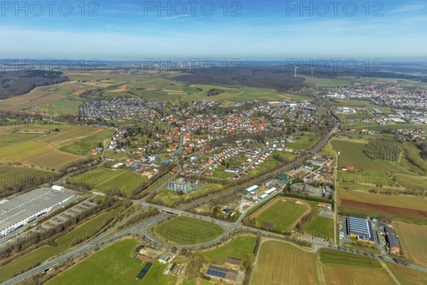Aerial view, district Mengerinhausen in Bad Arolsen, district Waldeck-Frankenberg, Hesse, Germany, Bad Arolsen, DEU, Europe, birds-eyes view, aerial photography, aerial photography, overview, bird's eye view