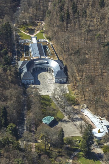 Aerial view, Wandelhalle An den Georg-Viktor-Quelle in Bad Wildungen in Hesse. Bad Wildungen, spa centre and state bath in the district of Waldeck-Frankenberg, North Hesse, Hesse, Germany, Bad Wildungen, DEU, Europe, birds-eyes view, aerial view, aerial photography, aerial photography, overview, overview, bird's eye view