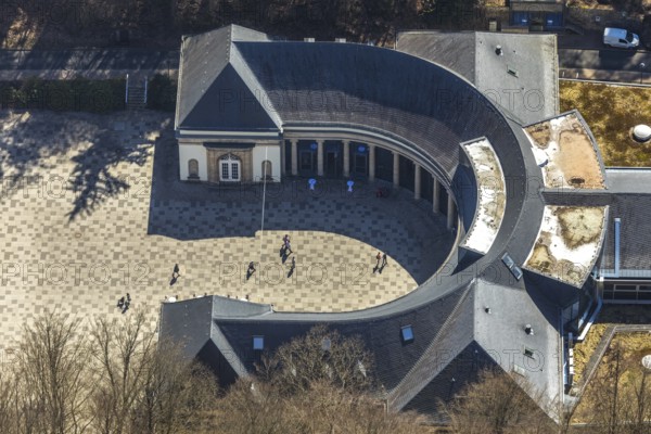 Aerial view, Wandelhalle An den Georg-Viktor-Quelle in Bad Wildungen in Hesse. Bad Wildungen, spa centre and state bath in the district of Waldeck-Frankenberg, North Hesse, Hesse, Germany, Bad Wildungen, DEU, Europe, birds-eyes view, aerial view, aerial photography, aerial photography, overview, overview, bird's eye view