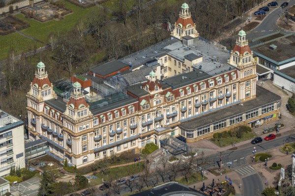 Aerial view, Asklepios Fachklinik Fürstenhof in Bad Wildungen in Hesse. Bad Wildungen, spa centre and state bath in the district of Waldeck-Frankenberg, North Hesse, Hesse, Germany, Bad Wildungen, DEU, Europe, birds-eyes view, aerial view, aerial photography, aerial photography, overview, overview, bird's eye view