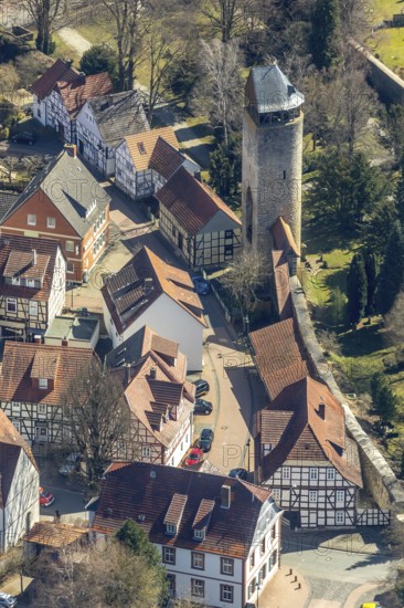 Aerial view, Tylenturm in Korbach. District town Korbach, district Waldeck-Frankenberg in Hesse, Germany, district town Korbach, Europe, birds-eyes view, aerial view, aerial photography, aerial photography, overview, bird's eye view