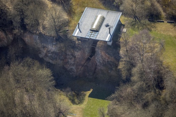 Aerial view, archaeological site at the Korbacher Spalte on Frankenberger Landstraße in Korbach. District town Korbach, district Waldeck-Frankenberg in Hesse, Germany, district town Korbach, Europe, birds-eyes view, aerial view, aerial photography, aerial photography, overview, bird's eye view