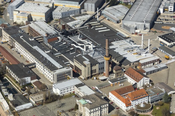 Aerial view, Continental Reifen Deutschland GmbH Korbach plant in Korbach. District town Korbach, district Waldeck-Frankenberg in Hesse, Germany, district town Korbach, Europe, birds-eyes view, aerial view, aerial photography, aerial photography, overview, bird's eye view
