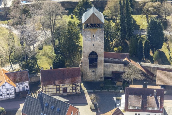 Aerial view, Tylenturm in Korbach. District town Korbach, district Waldeck-Frankenberg in Hesse, Germany, district town Korbach, Europe, birds-eyes view, aerial view, aerial photography, aerial photography, overview, bird's eye view