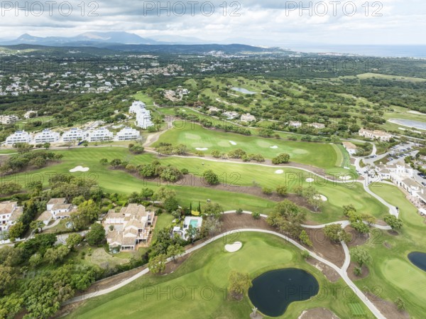 The San Roque Club Golf Resort. Aerial view. Drone shot. Cádiz province, Andalusia, Spain