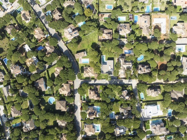 The Roche housing estate. Aerial view. Drone shot. Cádiz province, Andalusia, Spain