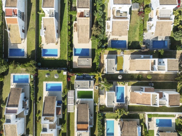 The Roche housing estate. Aerial view. Drone shot. Cádiz province, Andalusia, Spain