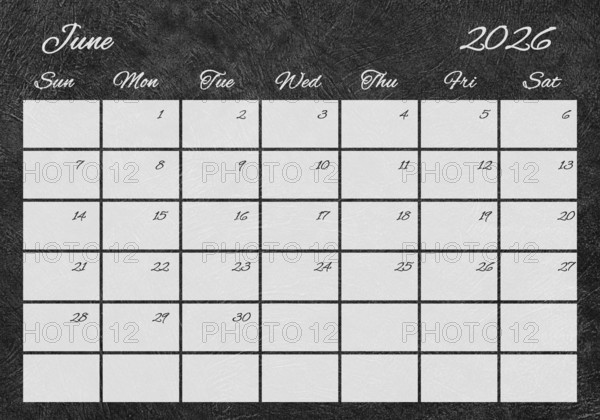 Printable Wall Calendar, June 2026 Retro