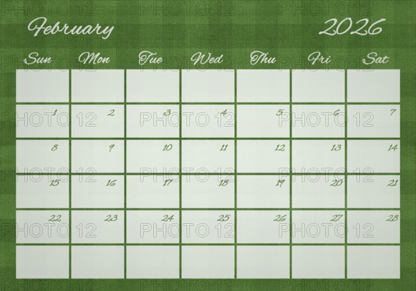 Printable Wall Calendar, February 2026 on Football Field