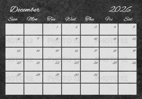 Printable Wall Calendar, December 2026 Retro