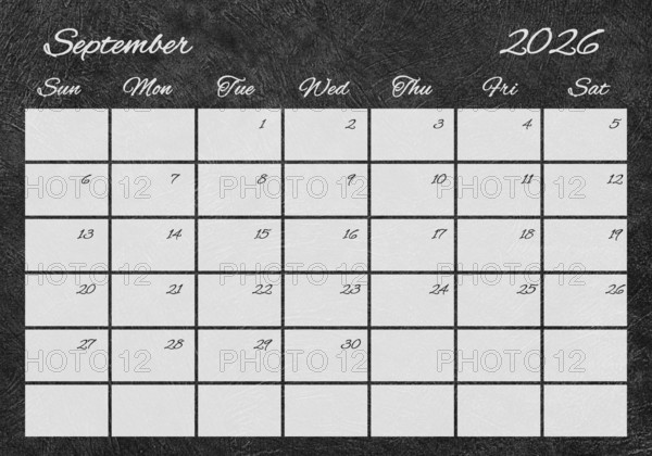 Printable Wall Calendar, September 2026 Retro