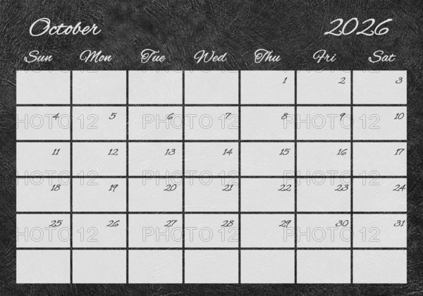 Printable Wall Calendar, October 2026 Retro