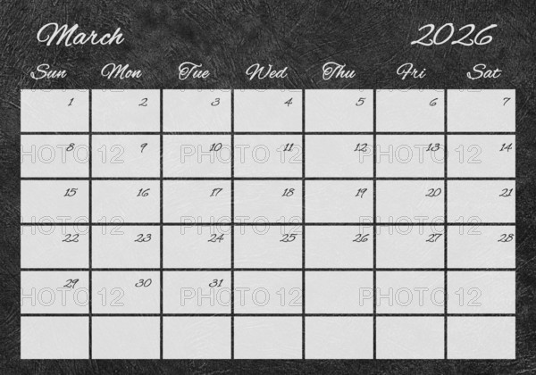 Printable Wall Calendar, March 2026 Retro