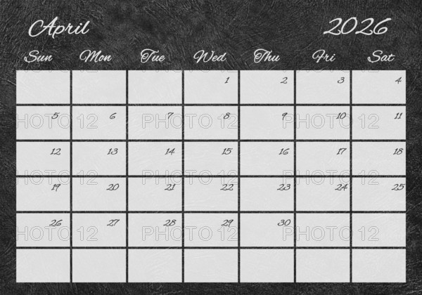 Printable Wall Calendar, April 2026 Retro