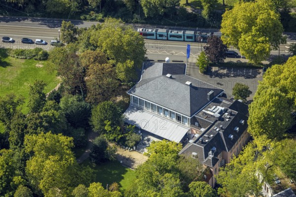 Aerial photograph, Künstlerverein Malkasten KVM in Malkasten-Haus am Malkastenpark, Pempelfort, Düsseldorf, Ruhr area, North Rhine-Westphalia, Germany, DE, Europe, culture, art, Künstlerhaus, aerial photograph, aerial photography, aerial photography, overview, bird's-eye view, birds-eyes view, overview