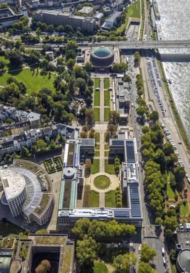 Aerial view, Ehrenhof Kunstpalast art museum, North Rhine-Westphalia Forum and Tonhalle, Pempelfort, Düsseldorf, Ruhr area, North Rhine-Westphalia, Germany, DE, Europe, events, culture, art, aerial photography, aerial photography, aerial photography, museum, overview, venue, event location, event centre, bird's-eye view, birds-eyes view, cultural use, overview