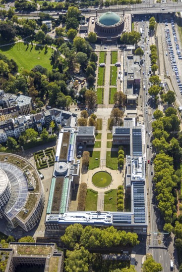 Aerial view, Ehrenhof Kunstpalast art museum, North Rhine-Westphalia Forum and Tonhalle, Pempelfort, Düsseldorf, Ruhr area, North Rhine-Westphalia, Germany, DE, Europe, events, culture, art, aerial photography, aerial photography, aerial photography, museum, overview, venue, event location, event centre, bird's-eye view, birds-eyes view, cultural use, overview
