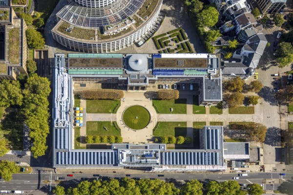 Aerial view, Ehrenhof Kunstpalast art museum, Pempelfort, Düsseldorf, Ruhr area, North Rhine-Westphalia, Germany, DE, Europe, events, culture, art, aerial photography, aerial photography, aerial photography, museum, overview, venue, event location, event centre, bird's-eye view, birds-eyes view, cultural use, overview