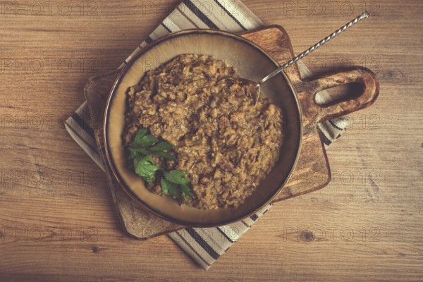 Lobio, a traditional Georgian dish, boiled beans, homemade, no people
