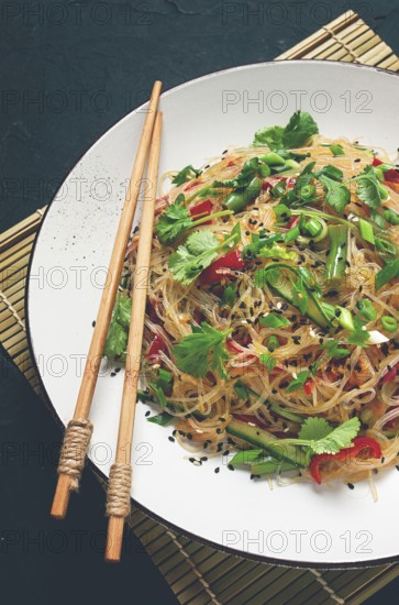 Funchosa, Korean salad, with vegetables, homemade, no people