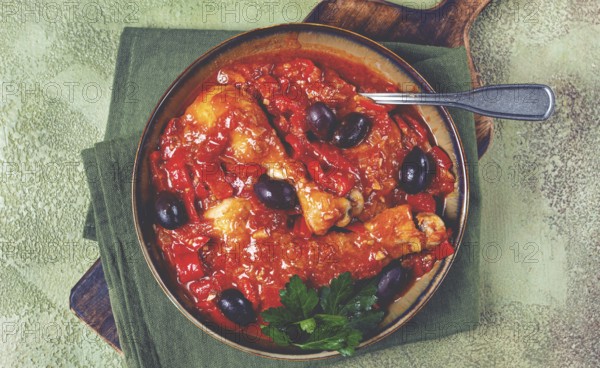Pollo alla romana, Roman chicken, homemade, no people