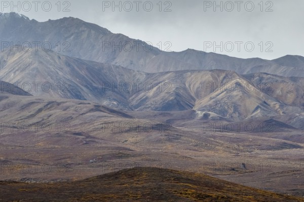 Mountain range, Polychrome Range, Denali National Park, Alaska, USA