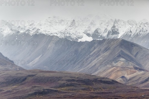 Mountain range, Polychrome Range, Denali National Park, Alaska, USA